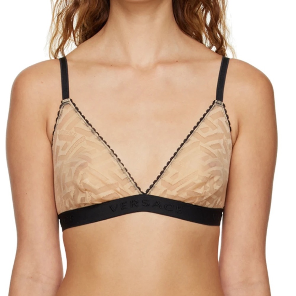 VERSACE UNDERWEAR Beige La Greca Bra